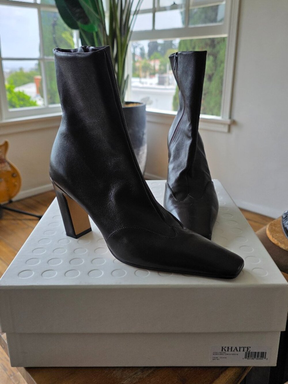 Khaite Dark Brown Nappa Leather Nevada Stretch High Boot 39.5